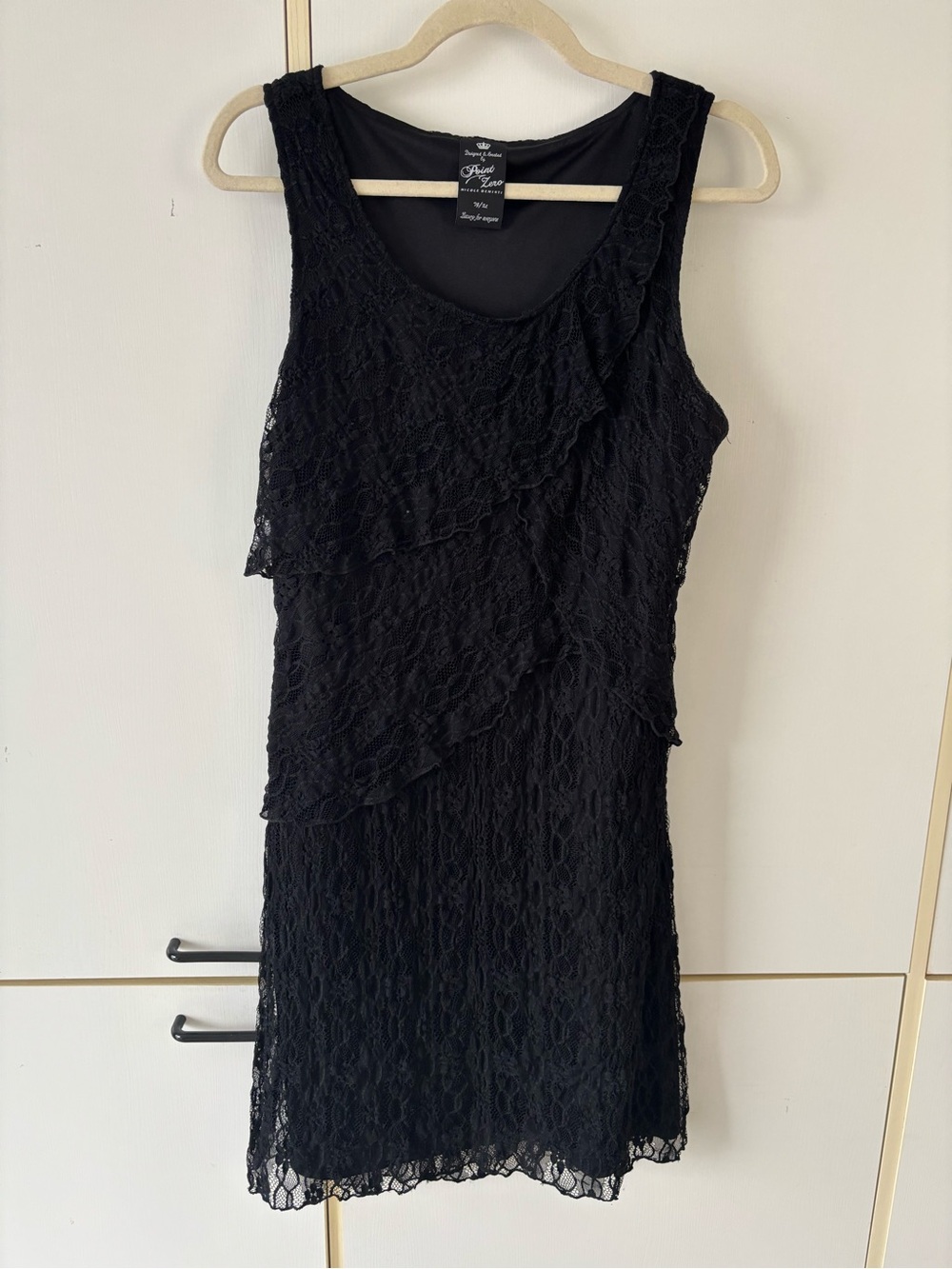 Point Zero Black Lace Cocktail Dress XL Y2K Evening Party Wedding Guest Chic - Picture 2 of 6